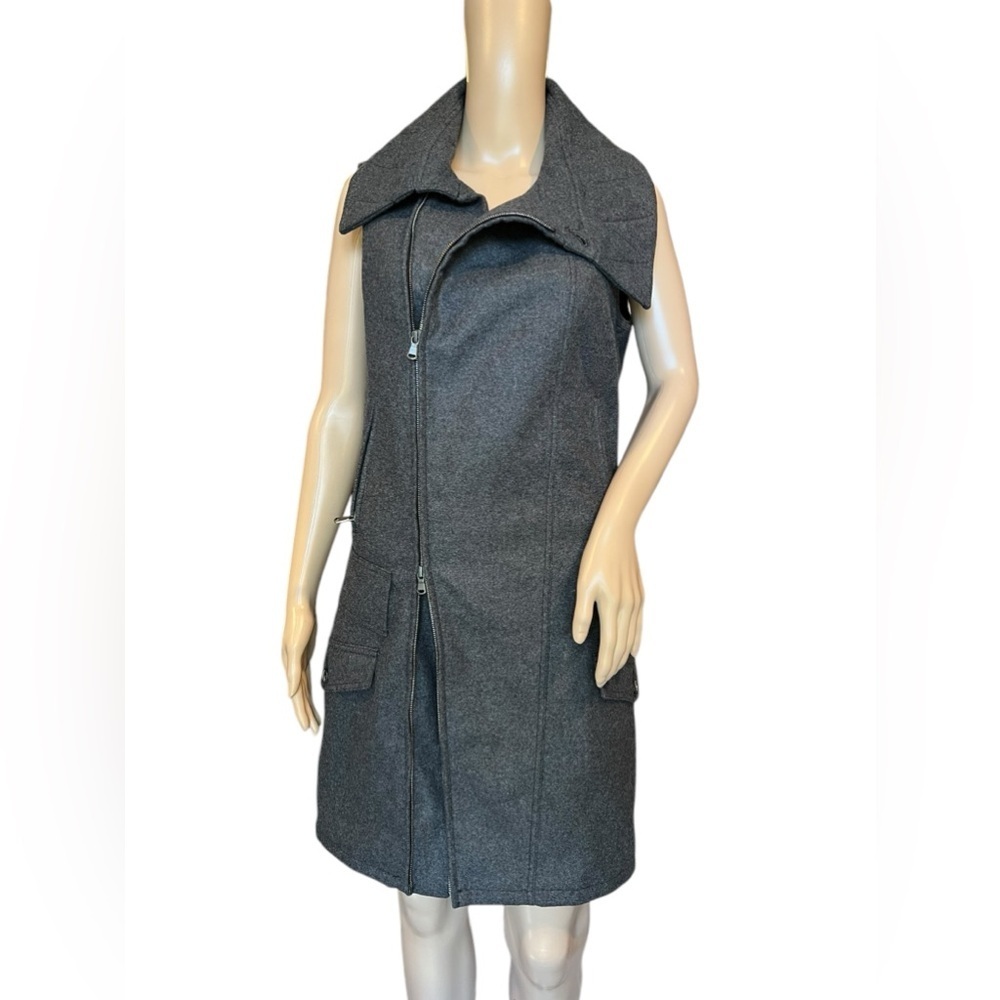 DIESEL BLACK GOLD Full Zip Womens Gray Wool Vest Dress Made In Italy Size 42 - Picture 4 of 16